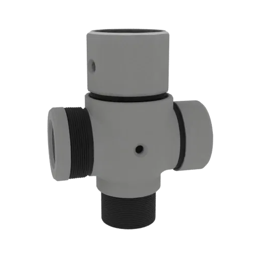 Sealed Valve Assembly Printable 3D model, isometric STL render, showing machined metal, precise part geometry.