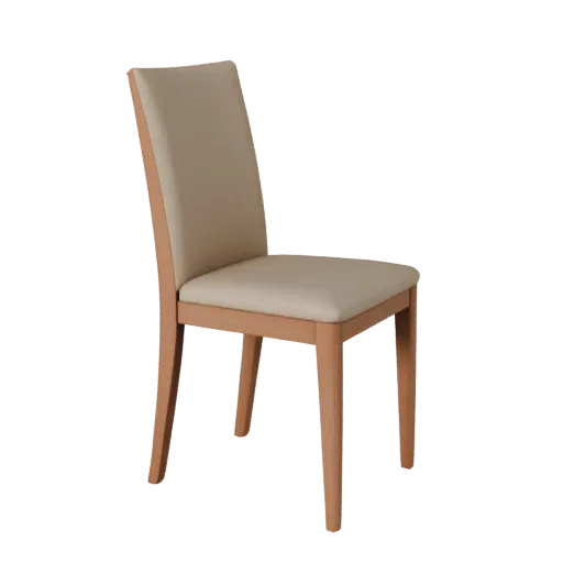 Modern Dining Chair Realistic 3D model, dining room, three-quarter studio render, wood detail.