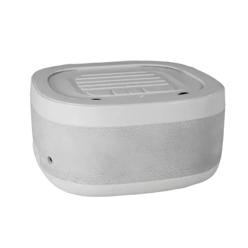 Kitchen Smart Speaker Product Viz 3D model, three-quarter studio product render, showing white plastic, form detail.