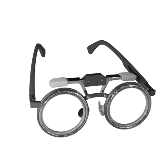 Round Reading Glasses Stylized 3D model, stylized isometric render, showing transparent lenses, face-worn scale.
