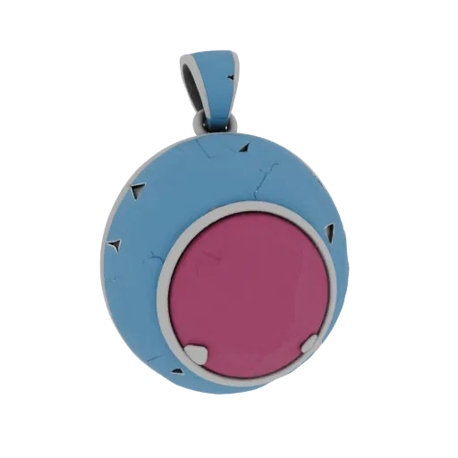 Gemstone Charm collectible detail 3D model, isometric studio render, showing pendant silhouette and surface contrast.