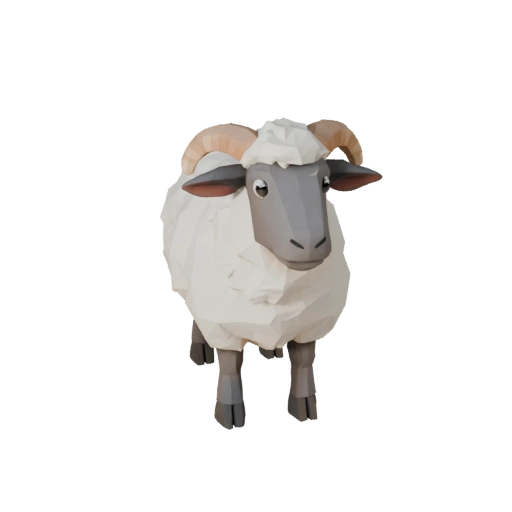 Modelo 3D de Ovelha Baixo Poli - Asset de Jogo Unity com FBX | Royalty-Free
