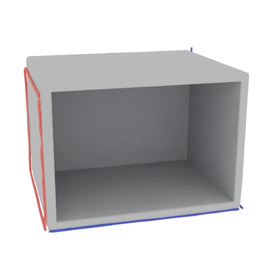 3D model of an empty gray rectangular prism with visible interior space and 3mm wall thickness.
