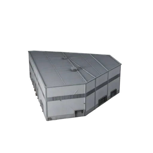 Shipyard Warehouse Unity-ready 3D model, Unity engine viewport, showing industrial building materials and architectural detai