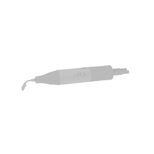 3D model of a dental curing light wand with a visible LED tip and 'CURE LED' branding.