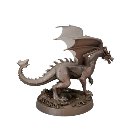 Dragon Miniature STL printable 3D model preview showing silhouette, three-quarter display angle, pose and resin detail