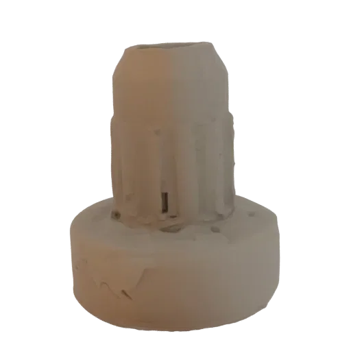 3D model render of an ornate fluted column base with a weathered texture, featuring a circular base and vertical fluting.
