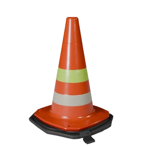 Emergency Safety Cone Product Viz 3D model, three-quarter studio product render, showing plastic shells, form detail.