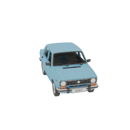 3D model of blue Lada Kalina sedan 1/43, front view