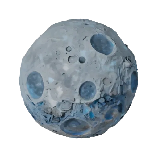 Lava Moon render detail 3D model, top-down studio render, with clean topology and PBR shading on the world.