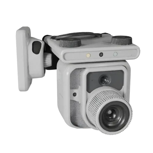 Security Style Camera Realistic 3D model, three-quarter studio render, showing white plastic, compact device geometry.