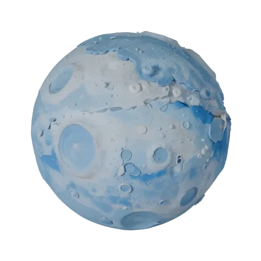 Ice Moon Stylized 3D model, stylized isometric render, showing rock, spherical body scale.