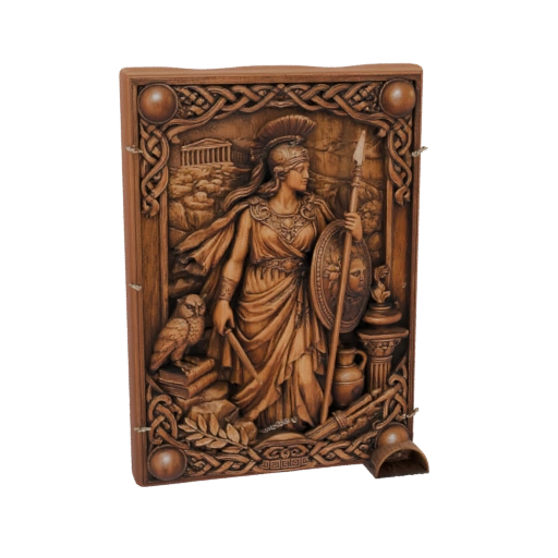 Athena Greek Goddess Wood Carving 3D Model