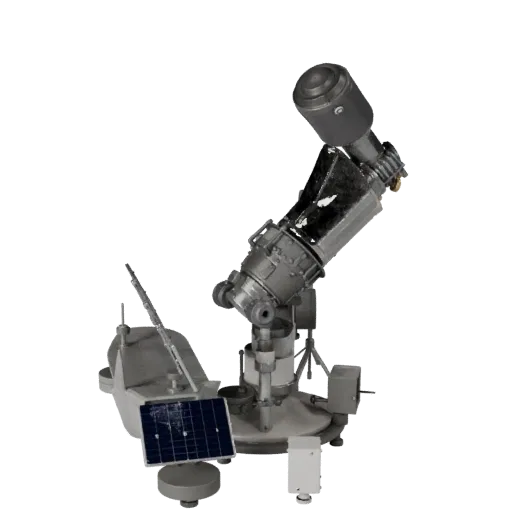 Modelo 3D pronto para visualizador Telescópio de Observatório GLB, foto principal em close-up, mostrando silhueta do instrume