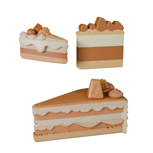 Bakery Layer Cake Printable 3D model, isometric STL render, showing cream, sweet food silhouette.