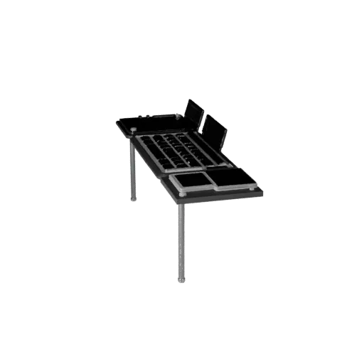 Minimal Keyboard 3D model, three-quarter front view, Unity viewport, showing plastic, desk-scale silhouettes.