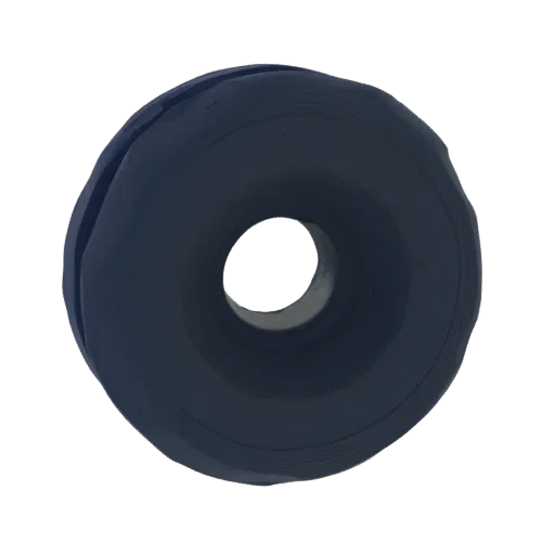 A 3D render of a dark blue woven ring, showcasing its intricate texture and smooth finish against a white background.