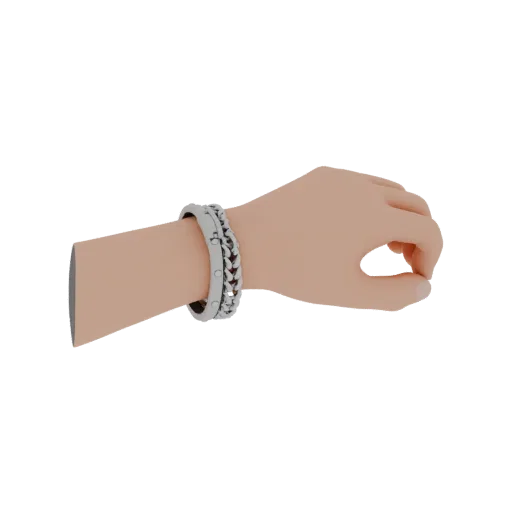 Modello 3D Bracciale Tennis con Diamanti, vista tre quarti frontale, rendering studio visualizzatore AR, incastonatura diaman