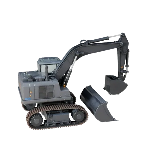 Mining Wheel Loader Modular 3D model, isometric modular kit view, showing painted steel, large mechanical silhouettes.