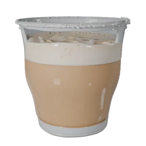 Cold Coffee Cup 3D model, three-quarter front view, Unity viewport, showing glass, container shape.