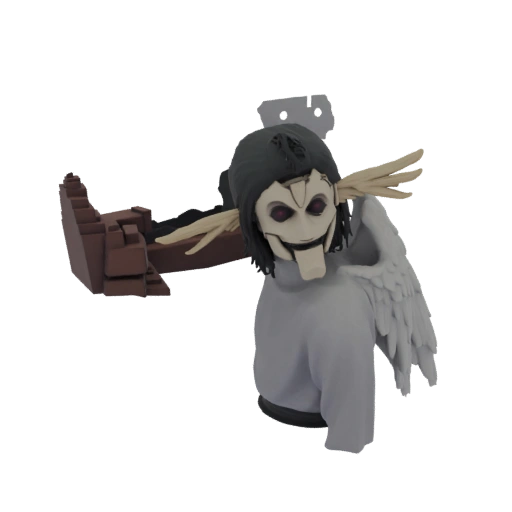 Mysterious Masked Figure with Mechanical Arm