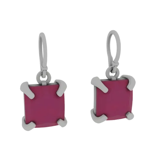 Ruby Earrings print ready 3D model, isometric studio render, showing earring form, surface, and scale cues.