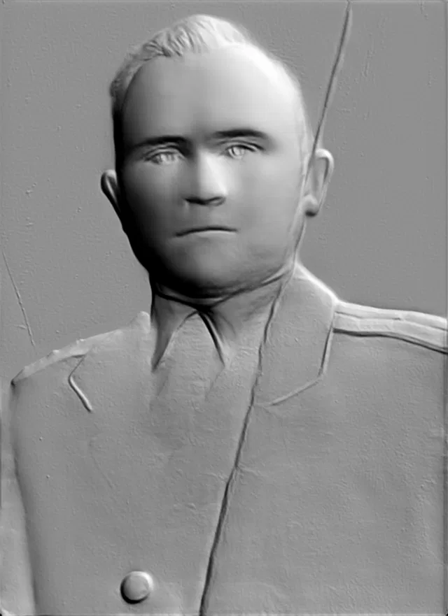 3D model of a male bust in military uniform, front view