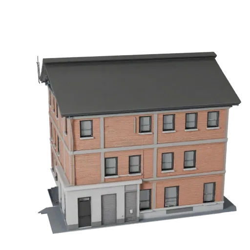 Eco House Unity-ready 3D model, Unity engine viewport, showing residential building materials and architectural detail