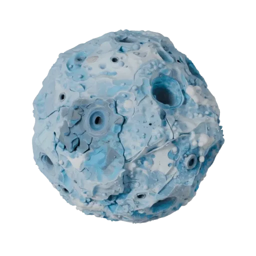 Ice Asteroid Field Stylized 3D model, stylized isometric render, showing rock, spherical body scale.