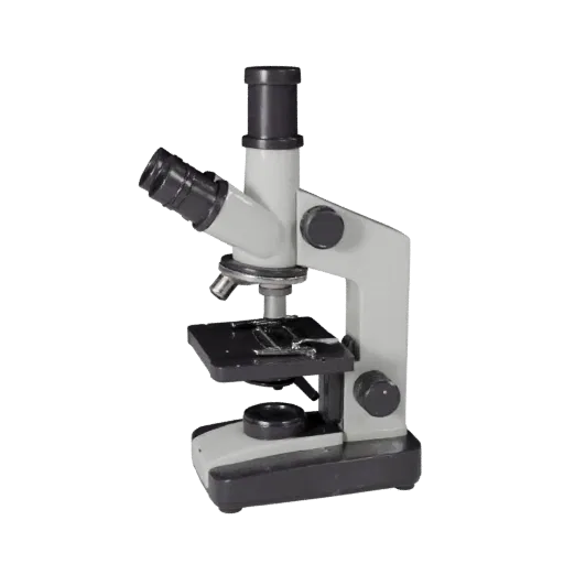 Classroom Microscope Stylized 3D model, stylized isometric render, showing glass, recognizable lab forms.