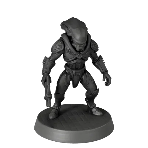 Monster Alien Trooper STL printable 3D model preview showing silhouette, three-quarter display angle