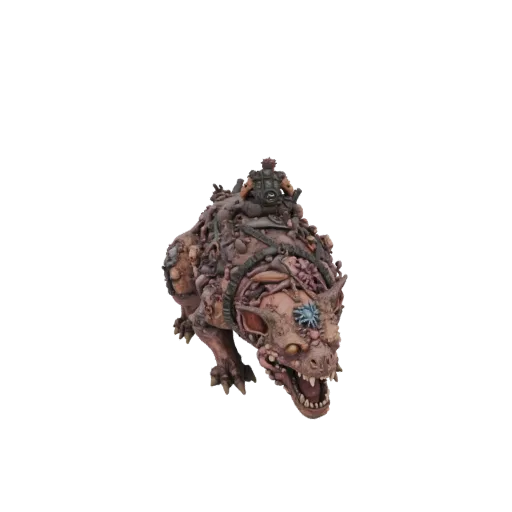 Modello 3D di cavaliere demoniaco su carognone mutante con escrescenze sulla schiena