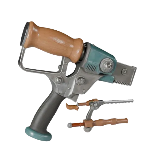Vintage Saw Modular 3D model, isometric modular kit view, showing painted metal, functional silhouettes.