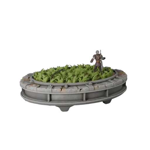 Industrial Scenic Base product render 3D model preview showing rim shape, three-quarter view, height and ground texture