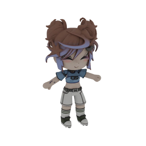 Chibi Gamer Girl 3D Model