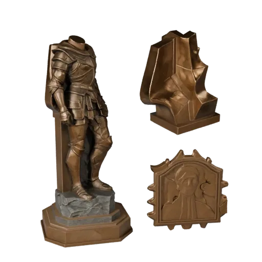 Aperçu du modèle 3D imprimable STL de Sculpture Abstraite en Bronze, angle d'affichage trois-quarts, détails du piédestal et