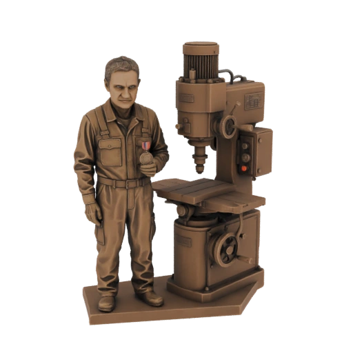 Bronze Machinist with Machine