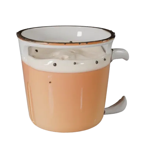 Cold Tea Mug 3D model, three-quarter front view, AR viewer studio render, showing glass, container shape.