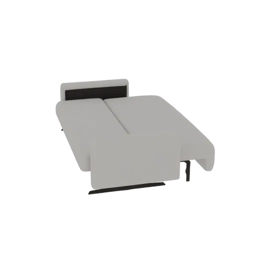 3D model of a modern L-shaped sectional sofa with a light gray finish and an integrated headrest, shown against a black backg