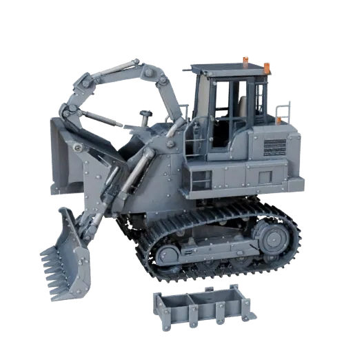 Mining Bulldozer Modular 3D model, isometric modular kit view, showing painted steel, large mechanical silhouettes.