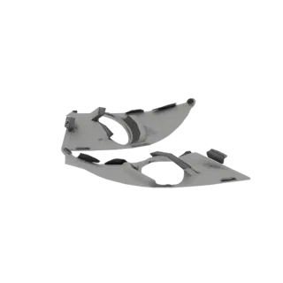 Render 3D de condutos de admissão de ar automotivo geométricos abstratos com acabamento cinza fosco e detalhes em cinza escur