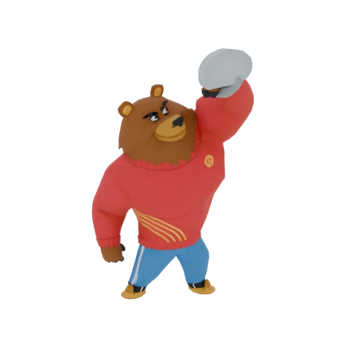 Strong Bear Athlete Lifting Weight 3D Model