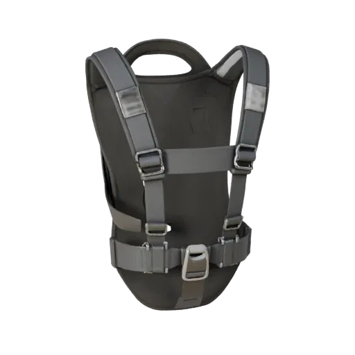 Emergency Protective Harness Stylized 3D model, stylized isometric render, showing plastic shells, form detail.