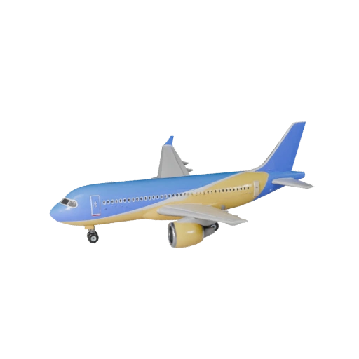 Modello 3D di Aereo di Linea Commerciale Cartone Animato per Giochi Stilizzati