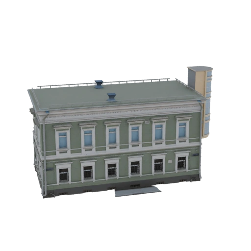 Classic Green Two-Story Building with Bay Window