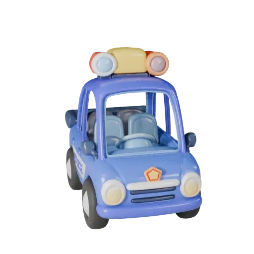 Cartoon Police Car 3D Model for Stylized Games PBR Asset
