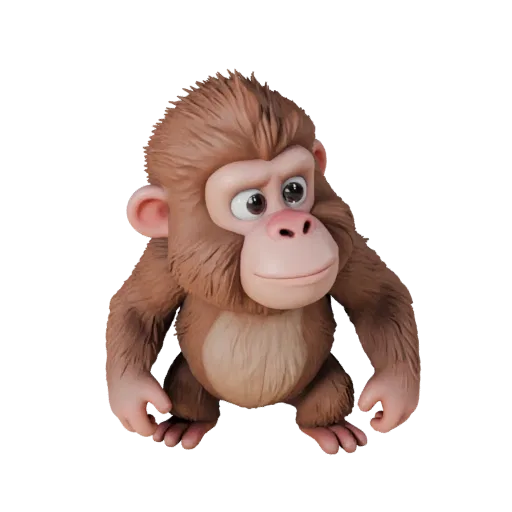 Modelo 3D de Babuíno Cartoon, render de vida selvagem em vista lateral, asset de animal estilizado com musculatura facial, le