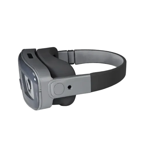 Outdoor Smart Glasses 3D model, three-quarter front view, AR viewer studio render, showing silicone, wearable fit.
