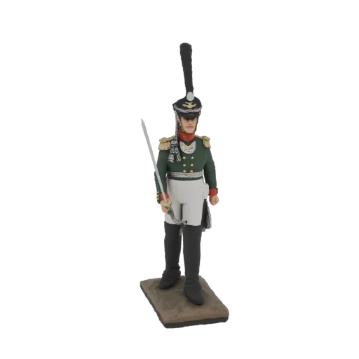 3D model of a French Imperial Guard Grenadier soldier in uniform, holding a sword, standing on a base.
