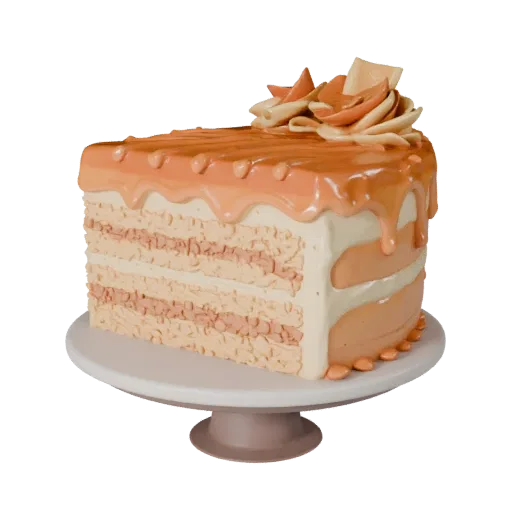 Glazed Layer Cake Product Viz 3D model, three-quarter studio product render, showing cream, sweet food silhouette.